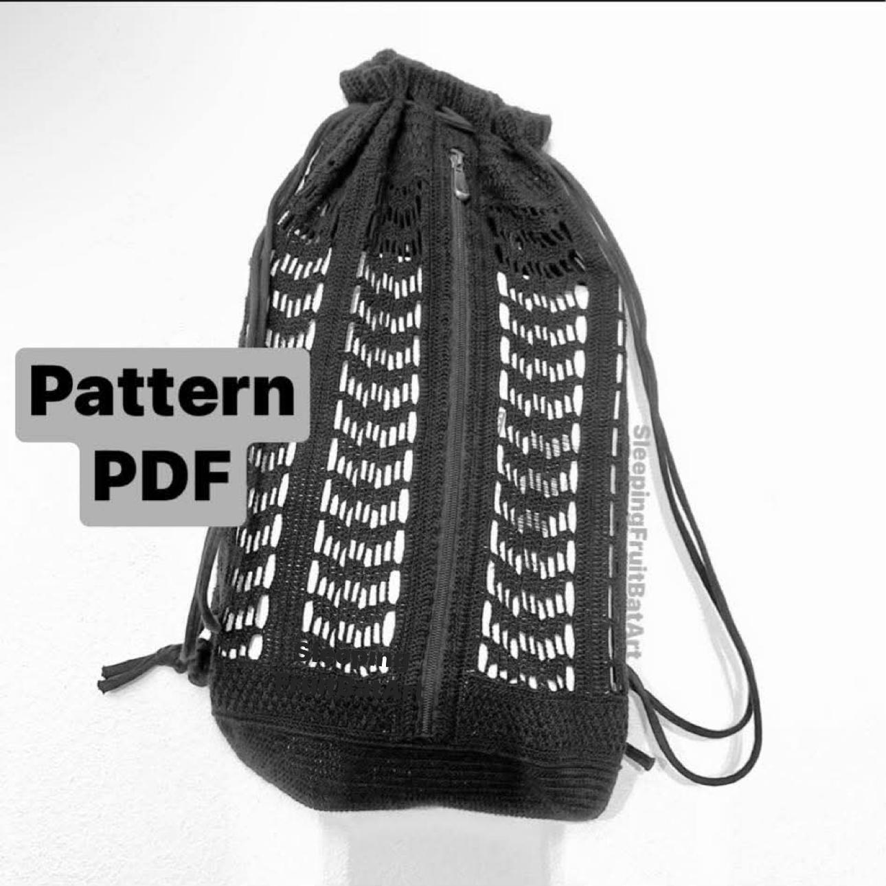 CROCHET Pattern | Halloween Drawstring bag striped with BAT LACE, with a zipper - written in English using  American terminology