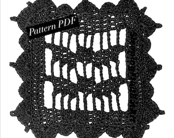 Square Doily/ Goth Bat Lace Crochet Pattern  (PDF)