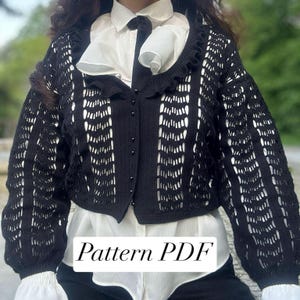 Crochet Lace BAT Goth Cardigan PDF Pattern with buttons | Vampire Sweater