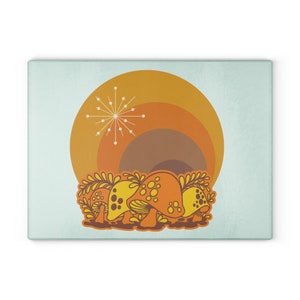 Pyrex inspired Merry Mushroom Glass Cutting Board