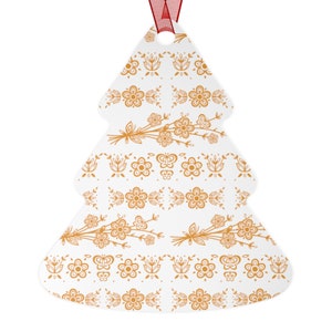 Vintage inspired Metal Christmas tree ornaments, Pyrex Butterfly Gold, vintage pyrex