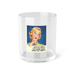 Bar Glass, 1950s Housewife humor, pyrex, funny barware