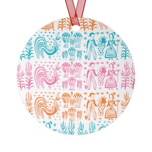 Vintage Pyrex inspired Metal Christmas tree ornaments, Pyrex Amish Butterprint