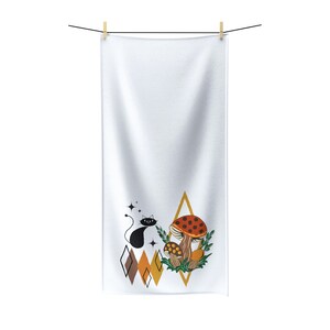 Atomic cat Merry mushroom inspired bath towel, Polycotton Towel