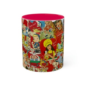 Vintage Valentine Card Mug, Vintage Valentines Day,
