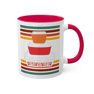 Retro Pyrex mug, Friendship pyrex, 1970s vibe,  4 color choices, Midcentury modern, vintage inspired