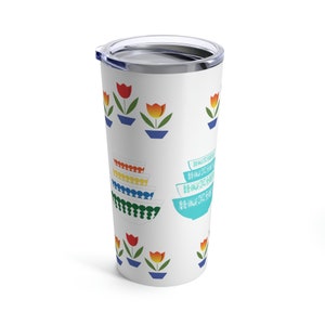 Vintage Pyrex Inspired Tumbler 20oz, Fire king tulips, friendship, Spring Blossom, Primary, Crazy Daisy