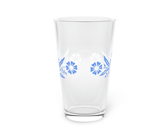 Cornnigware Blue Cornflower inspired 16oz Glass Tumbler