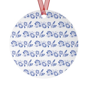 Vintage Pyrex inspired Metal Christmas tree ornaments, Pyrex Colonial Mist