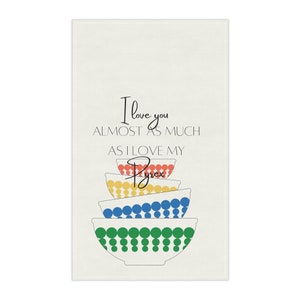 Vintage Pyrex inspired Kitchen Towel, Retro towel, Funny towel, Pyrex humor, Pyrex dots