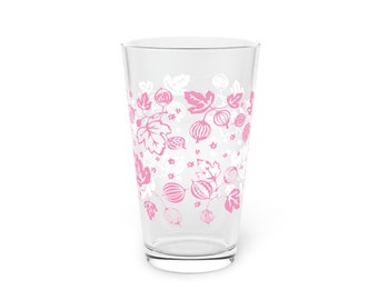 Pink Gooseberry Pyrex inspired 16oz Glass Tumbler