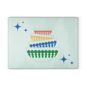 Pyrex Dots inspired Glass Cutting Board, Atomic burst