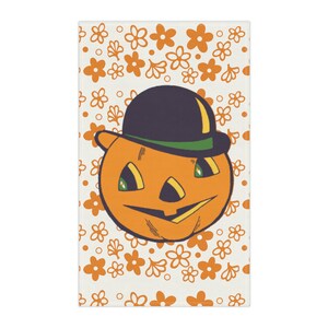 Vintage Inspired Halloween  kitchen towel, tea towel, Orange Spring Blossom