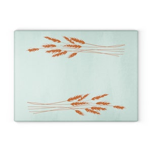 Pyrex Autumn Harvest Wheat Inspired Glass Cutting Board, Retro cutting board