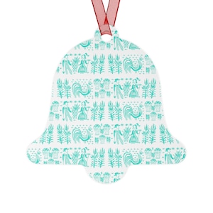Vintage inspired Metal Christmas tree ornaments, Pyrex Amish Butterprint