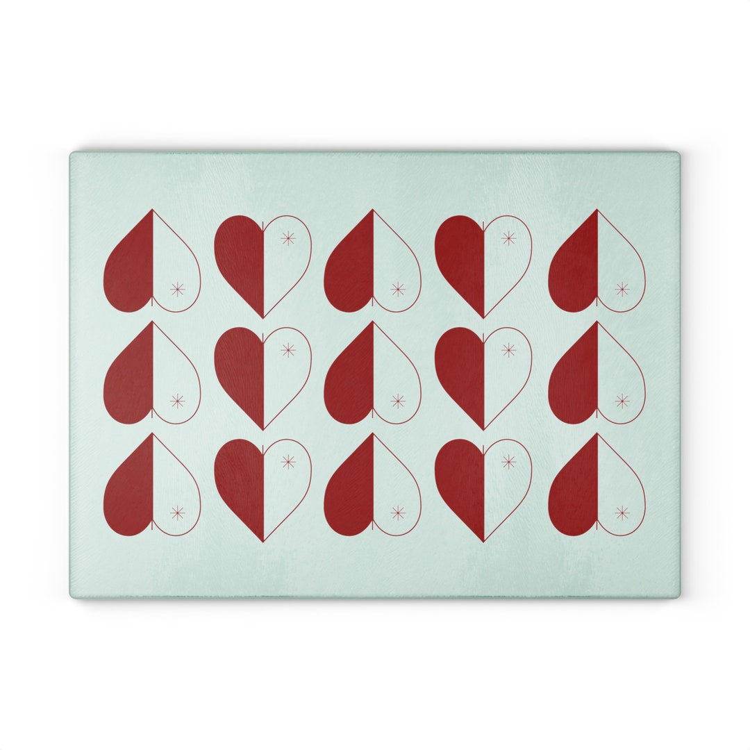 Pyrex Hearts Inspired Glass Cutting Board, Vintage Pyrex Inspired ...