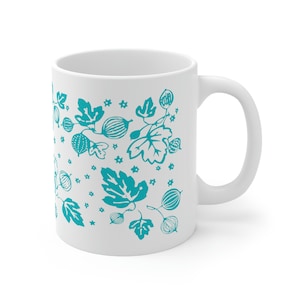 Gooseberry pyrex inspired Coffee mug,  turquoise, vintage coffee mug, pyrex pattern mug