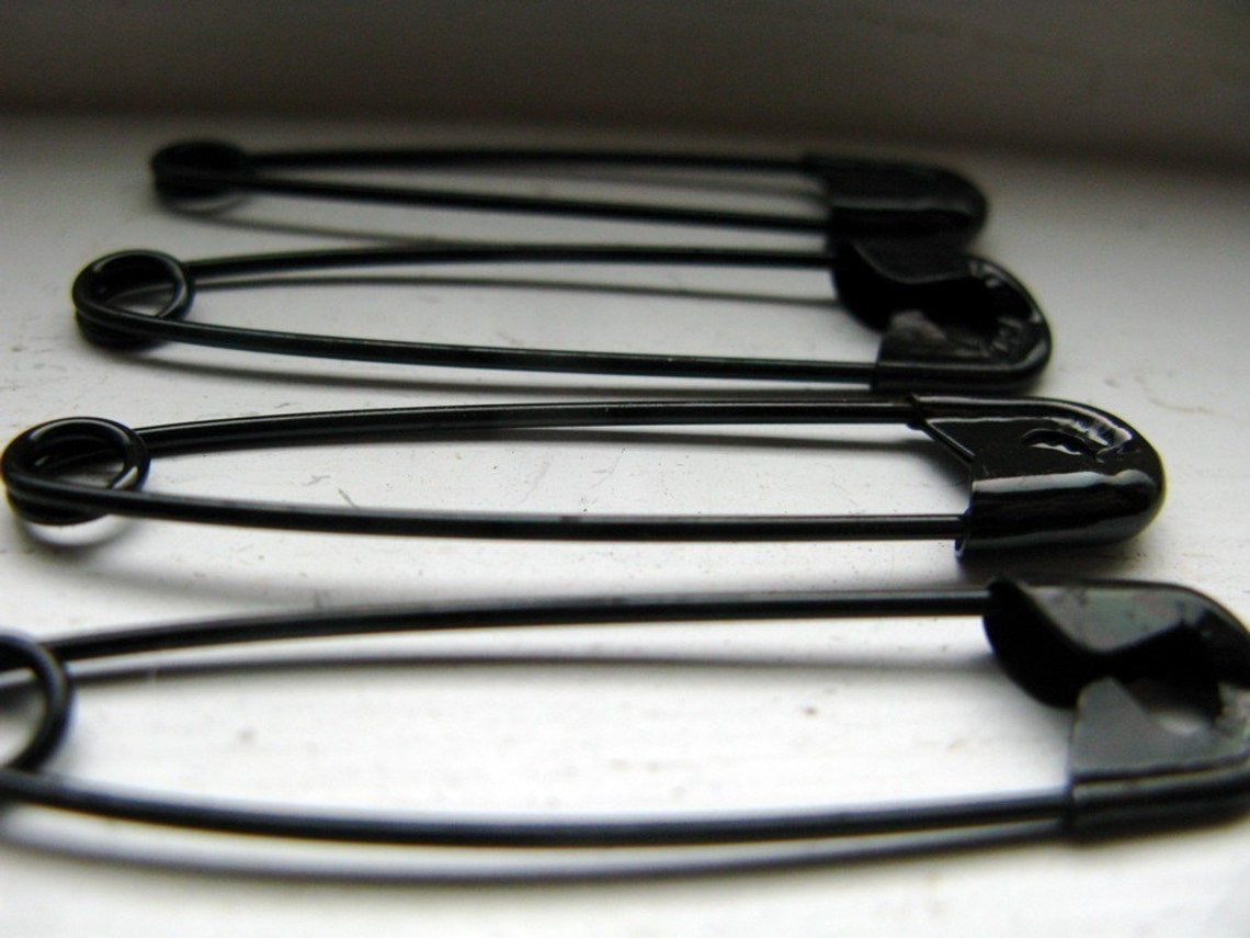 Large 2 Inch Black Safety Pins Etsy