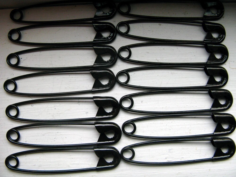 Large 2 Inch Black Safety Pins Etsy