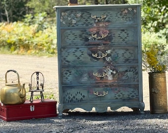 1 French Provincial Dresser: Unique Hand-Decorated Wood