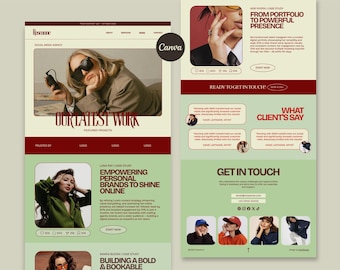 Social Media Agency Website, Canva Website Template, Professional Portfolio For Social Media Managers, Agencies & Content Creators, 800