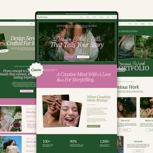 Modern Website Canva Template, Professional Portfolio for Marketing & Social Media Agencies, Designers, Coaches, and Freelancers