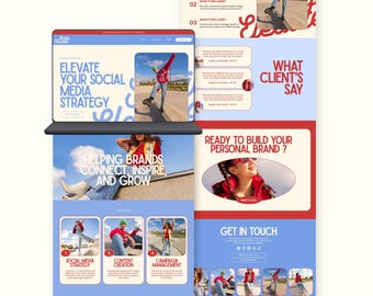 Plantilla Canva Sitio Web Moderno, Portafolio Profesional para Agencias de Marketing, Social Media Managers, Diseñadores y Freelancers