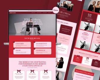Plantilla Canva Sitio Web Moderno, Portafolio Profesional para Agencias de Marketing & Redes Sociales, Diseñadores, Coaches y Freelancers