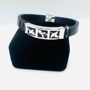 Bracelet Nazca lines from Peru on Silver 950 original and leather
