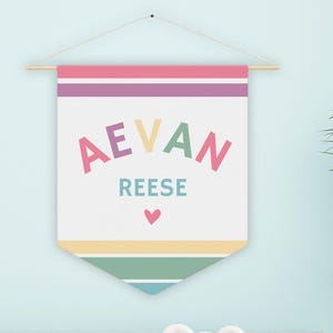 Custom Kids Name Sign Personalized Kids Room Wall Art Nursery Name Banner Baby Room Decor Pennant Flag Banner Rainbow Girls Room Sign