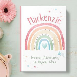 Boho Rainbow Personalized Kids Journal for Girls, Custom Kids Notebook, Custom Name Journal Diary Gift for Daughter, Personalized Notebook
