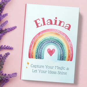 Rainbow Personalized Journal for Girls, Custom Kids Notebook, Diary Gift for Daughter, Birthday Gift for Girls, Personalized Kids Notebook