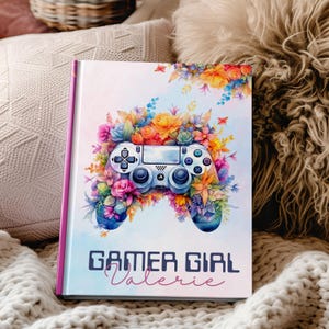 Personalized Journal for Girls, Custom Kids Gamer Girl Notebook, Custom Name Journal Diary Gift for Her, Personalized Notebook for Teens
