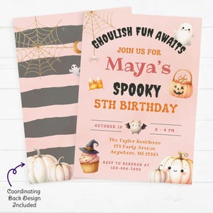 Cute Pink Halloween Birthday Invitation, Custom Halloween Pink Ghost Birthday Party, Spooky Yet Sweet Girl Birthday Invite, Digital Download