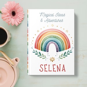 Personalized Magical Rainbow Kids Journal, Custom Name Journal for Girls, Personalized Kids Boho Rainbow Notebook, Diary Gift for Daughter