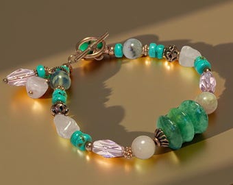 Aventurine, Opal, Turquoise & Czech Glass Copper Boho Bracelet