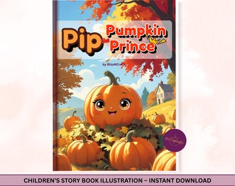 Children's Bedtime Story eBook: Pip the Pumpkin Prince (Digital Illustration Instant Download) Age 3-7