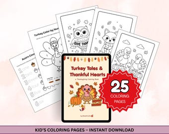 Thanksgiving Activity Pages for Kids Fall Coloring Pages Cozy Autumn Printable Bold Easy Coloring Book Fall Animals PDF Instant Download