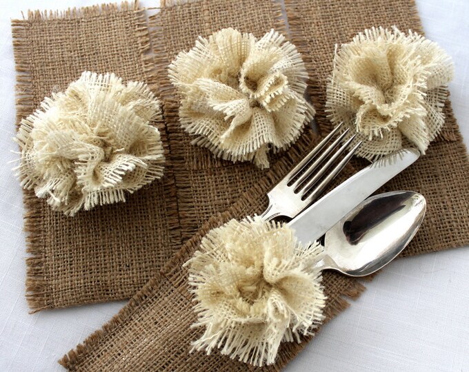 Burlap Silverware Holders Set of 4 Etsy