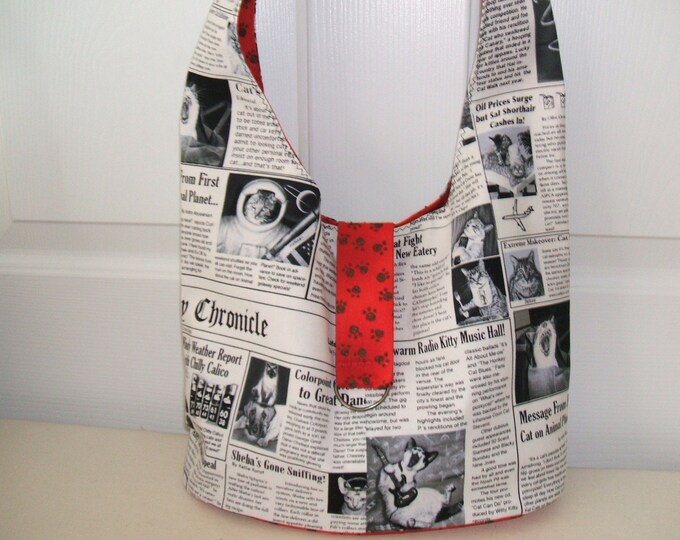 Kitty Chronicle Newspaper Print Handbag Etsy
