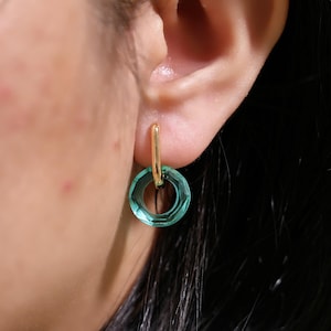 Natural Green Crystal Link&#39;s Earrings Gold-Plated Copper, Zelda Jewelry Accessories, Gamer Gifts, Sterling Silver, Birthday Holiday for Her
