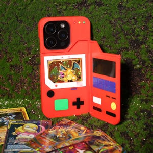 Coque de portable personnalisée Gamer Encyclopedia pour iPhone - Porte-cartes Pokémon Gameboy Gamer imprimé en 3D, accessoire unique pour exposer des cartes