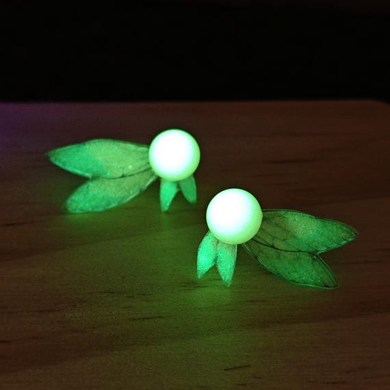 Glow in the Dark Earrings Purple Handmade Lampwork Glass Dangles Glow in the Dark Earrings Purple Handmade Lampwork Glass Dangles