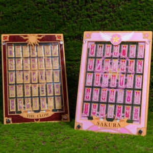 Mini-cartes Clow en acrylique Cadre pour cartes Sakura | Objet de collection pour les fans de Cardcaptor Sakura | Jeu de cartes et présentoir Clow miniatures, cadeau des Fêtes