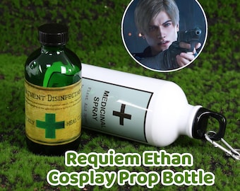 Botella de agua verde estilo spray, botella de aluminio o vidrio, inspirada en accesorios de ciencia ficción, ideal para coleccionistas, regalos y exhibidores.