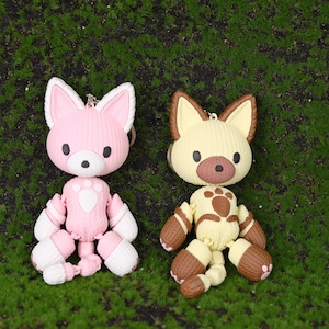 Cat Couple Keychains 3D Printed Articulated Cat Gifts Gamers Cat Lovers Cute Plush Style Fidget Toy Key Rings for Her Holidays Paw Pad Charm