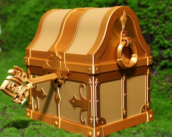 Genshin Impact Treasure Chest Handmade 3D-Printed PLA Display Box for Fans Birthday Gift Idea Desk or Shelf Decor, Unique Gift for Gamers