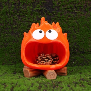 Fire Demon Calcifer Desk Organizer Howl’s Moving Castle Decor 3D Printed USB Holder Cute Anime Storage Box Miyazaki Gift for Holiday Fans