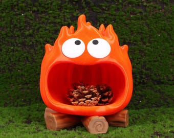 Elddemonen Calcifer Skrivbordsorganisatör Det levande slottet Dekor 3D-tryckt USB-hållare Söt Anime Förvaringslåda Miyazaki Present till Julfans