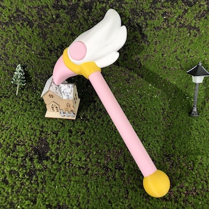 Cardcaptor Sakura Bird Wand Cosplay Prop 3D Printed Magic Staff with Wings Anime Girl Gift Cute Magical Girl Room Decor 90s Anime Cosplay